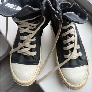 Rick Owens Black and White High-Top Sneakers sz 37